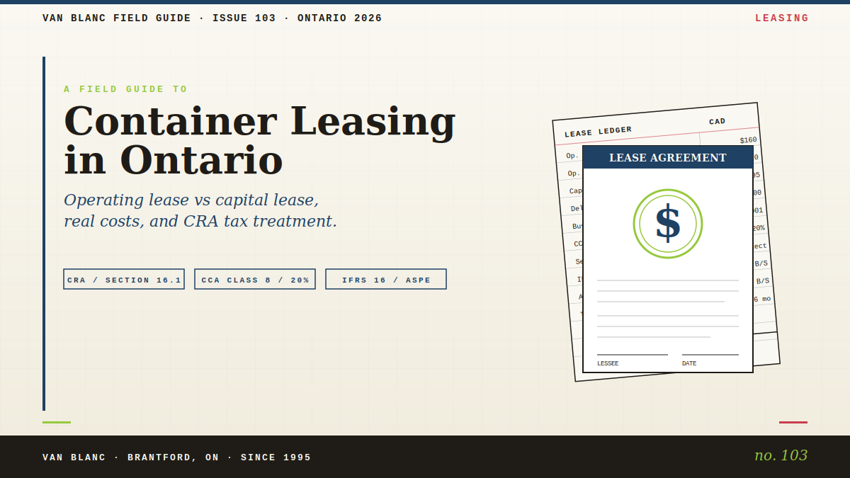 Editorial illustration for Container Leasing Ontario, Van Blanc field guide