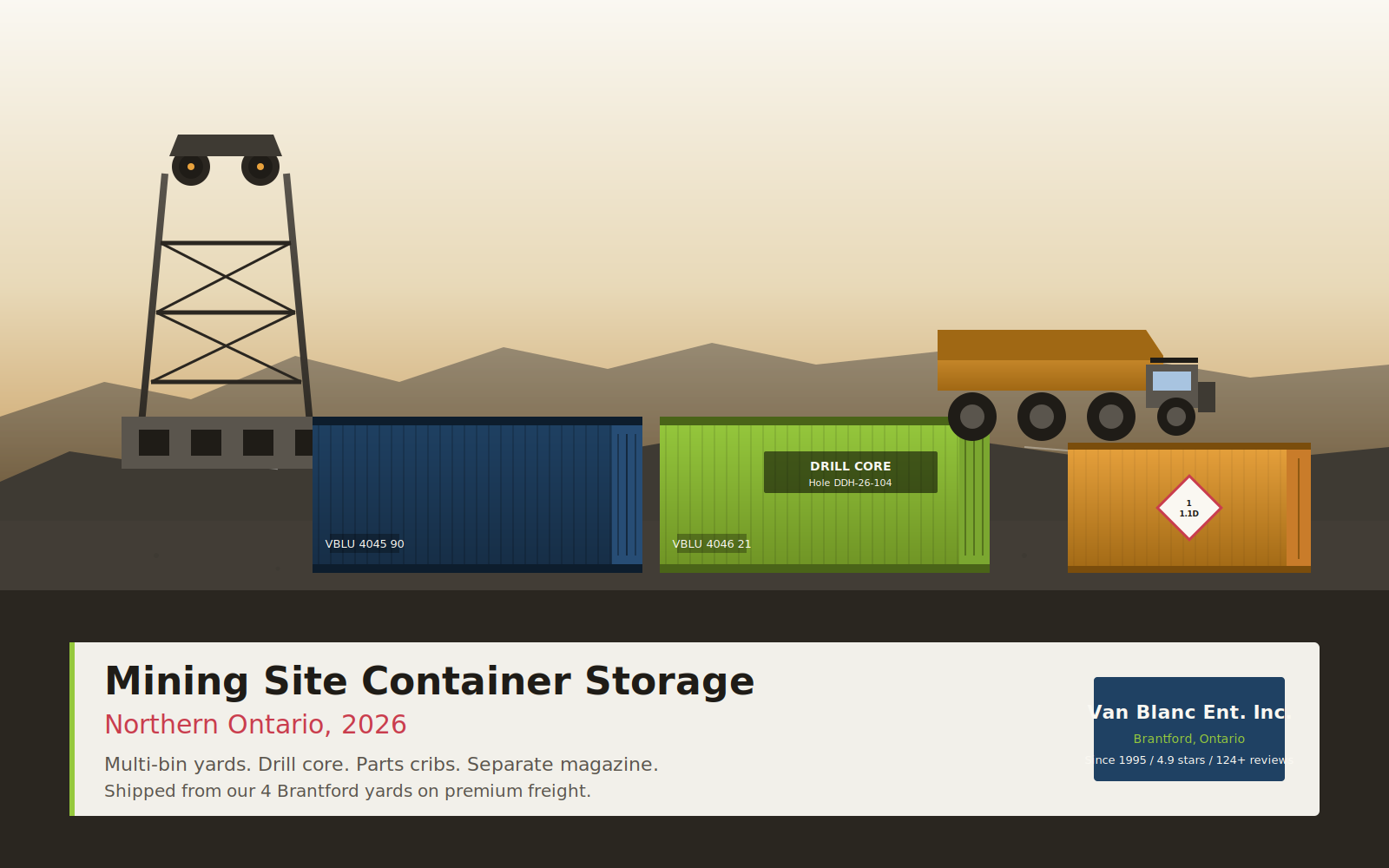 Editorial illustration for Container Mining Site Storage Ontario, Van Blanc field guide