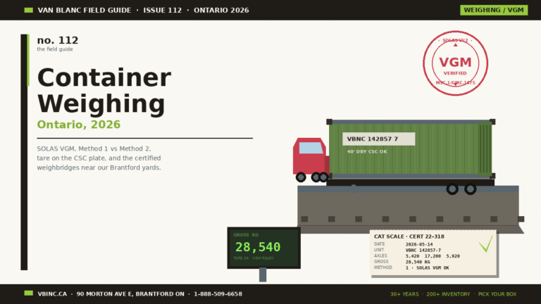 Yield Container Scale Container Weighing Ontario: VGM, Scales, Tare