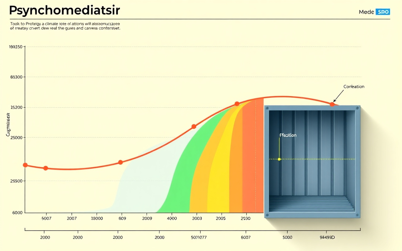 Psychrometric chart with Ontario climate zones and dew point isolines plotted against a shipping container wall cross-section - Van Blanc Brantford