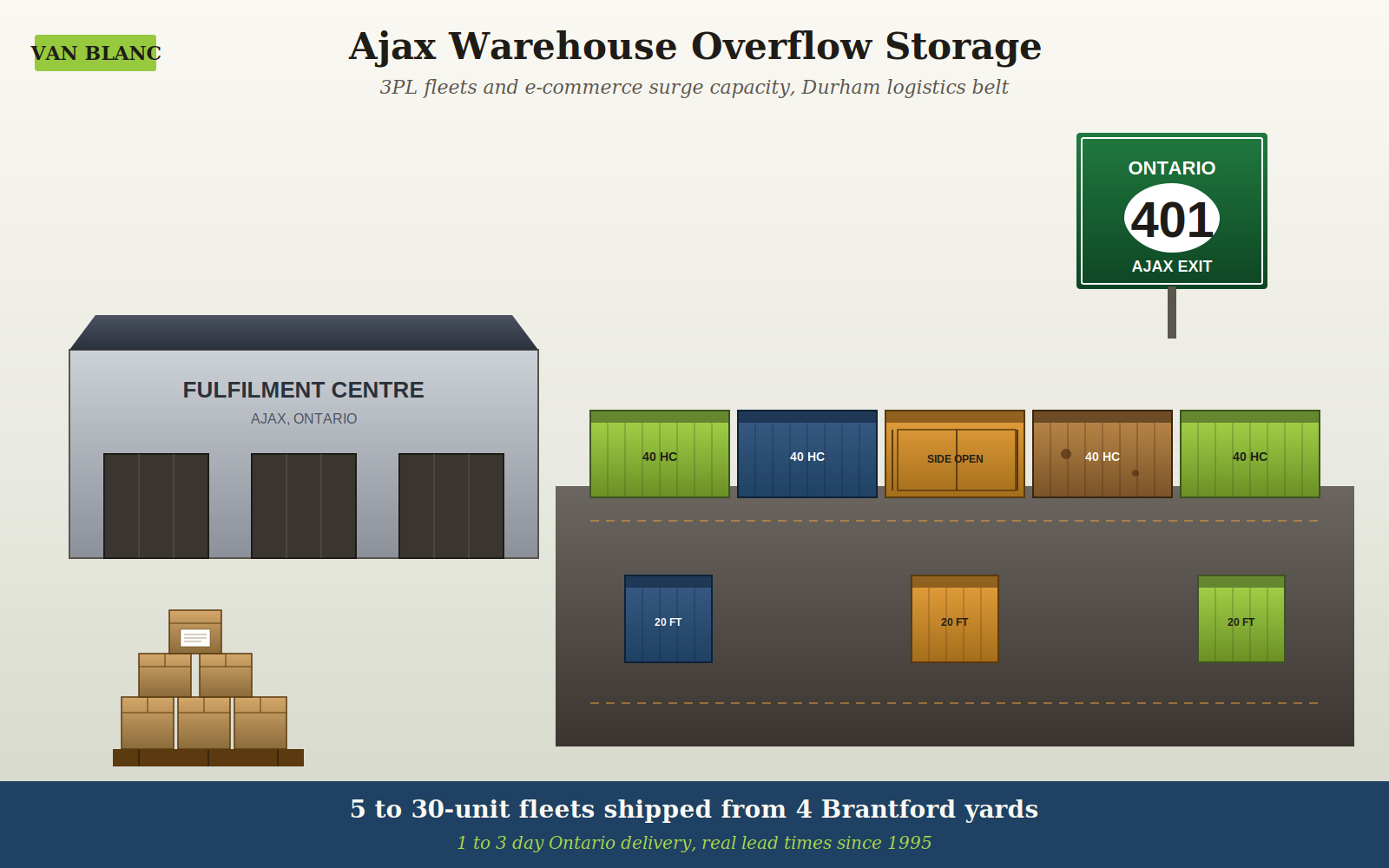 Shipping container for Ajax buyers featuring side-opening