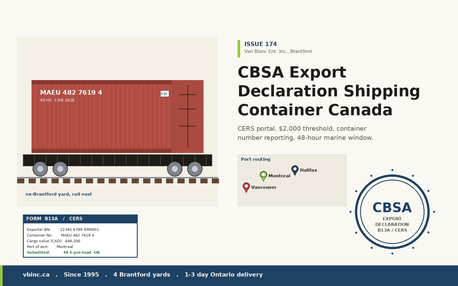 CBSA Export Declaration Shipping Container Canada | Van