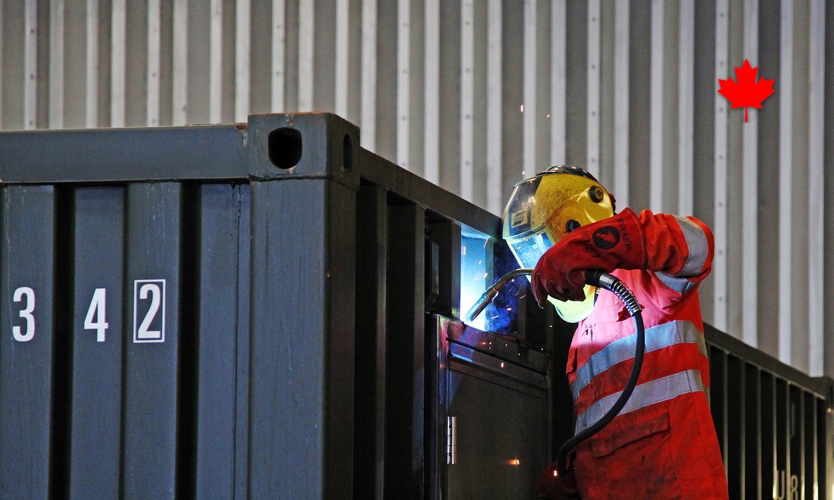 Detail of custom container work in progress at the yard