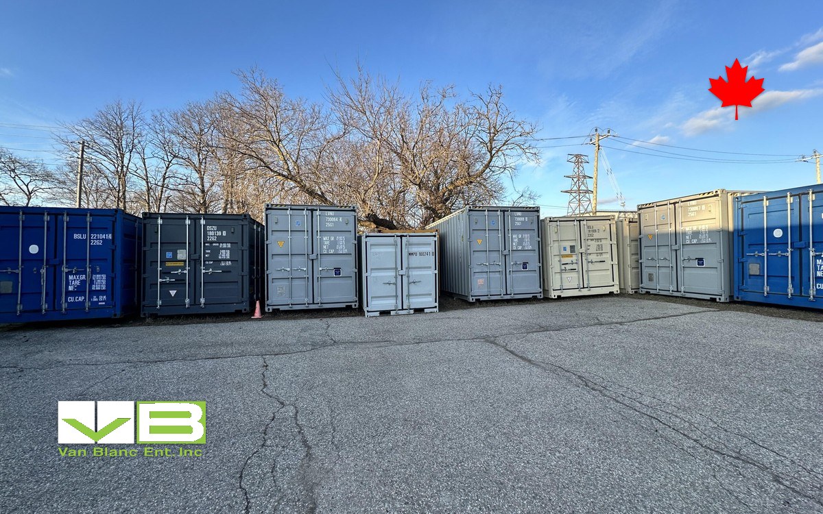 Used containers in several grades lined up along the yard row